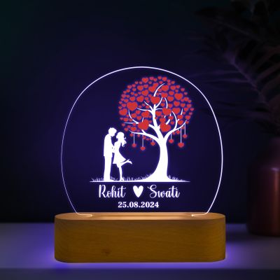 Personalized Couple Name Led Night Lamp with Automatic Color Changing Light Gift for Wife, Girlfriend, Husband, Boyfriend Anniversary Gift Valentine Day Gift Couple Lamp